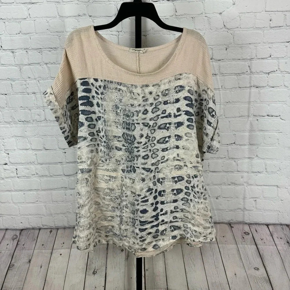 Lungo L’Arno Linen Animal Print Blouse Size 1X - Picture 1 of 7